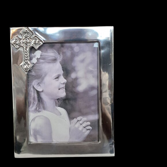 Mariposa Silver Beaded Cross 5x7 Frame  Brutalist Christian Photo - Picture 8 of 15